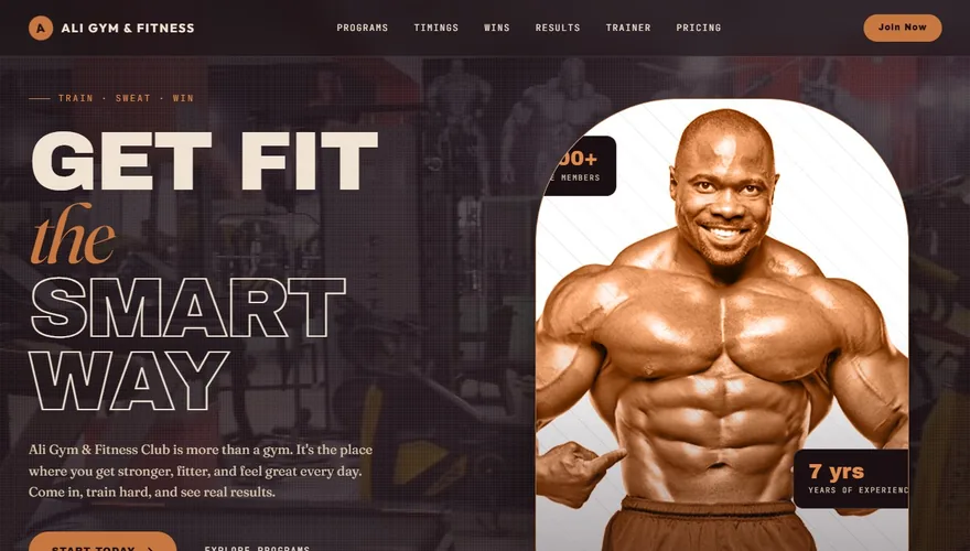 Ali Gym & Fitness Club website preview
