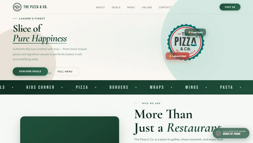 The Pizza & Co. website preview
